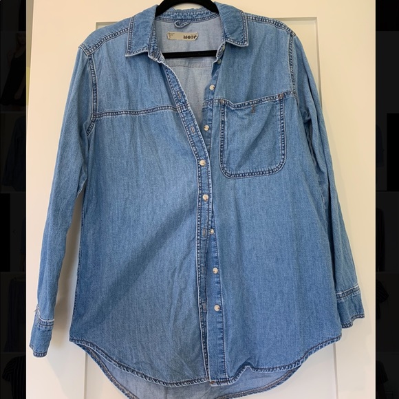 Topshop Denim Button Down Shirt - Picture 4 of 7
